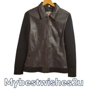 Lucid Ltd Leather Vintage Jacket Womens Size Small S BLACK fabric Long Sleeve